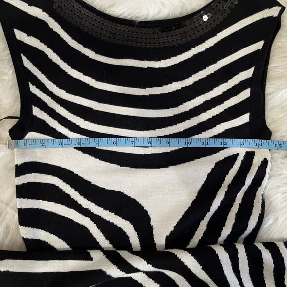 NEW INC Stripe Colorblock Iridescent Sequins Two Tone Bateau Knit Midi Dress NWT - Picture 16 of 16